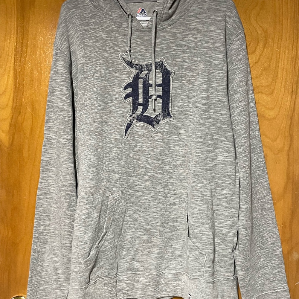 NWOT Majestic Men's Detroit Tigers Hoodie Pullover Sweater Gray Size XL